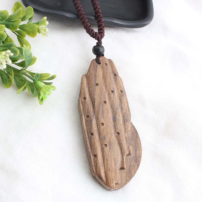 Ancient long sweater wooden chain necklace