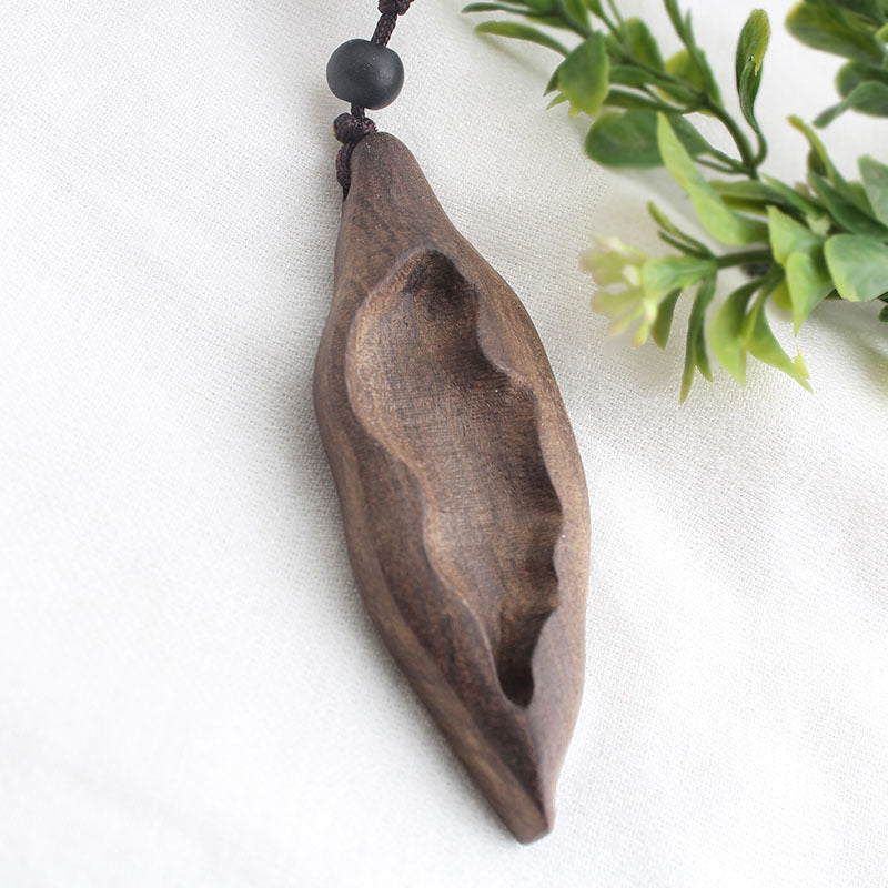Ancient long sweater wooden chain necklace