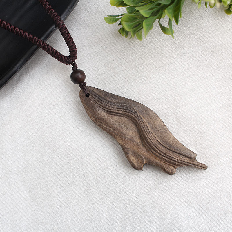 Ancient long sweater wooden chain necklace