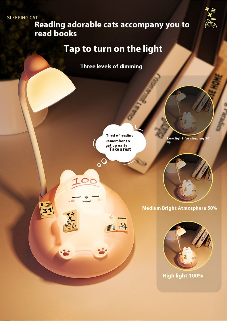 Creative Sleeping Cat Small Night Lamp Night Charging Pat Lamp