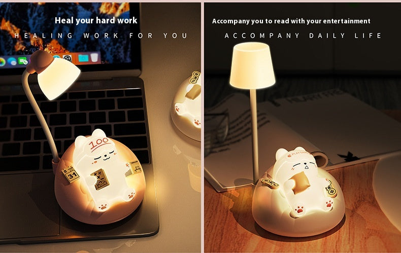 Creative Sleeping Cat Small Night Lamp Night Charging Pat Lamp
