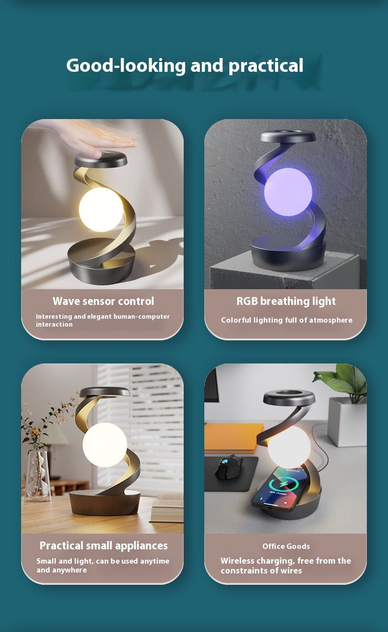 Rotating Suspension Table Lamp Wireless Charging Creative Small Night Lamp
