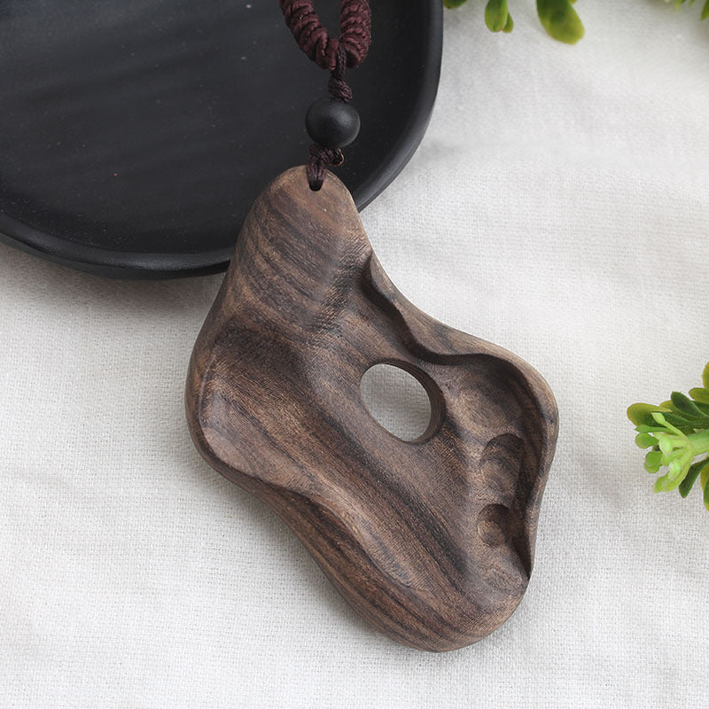 Ancient long sweater wooden chain necklace