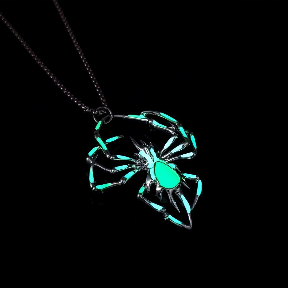 Stereo Luminous Spider Necklace Jewerly Glowing Night Fluorescence Antique Vintage Glow In The Dark For Men Women Gift Party Halloween Day Club