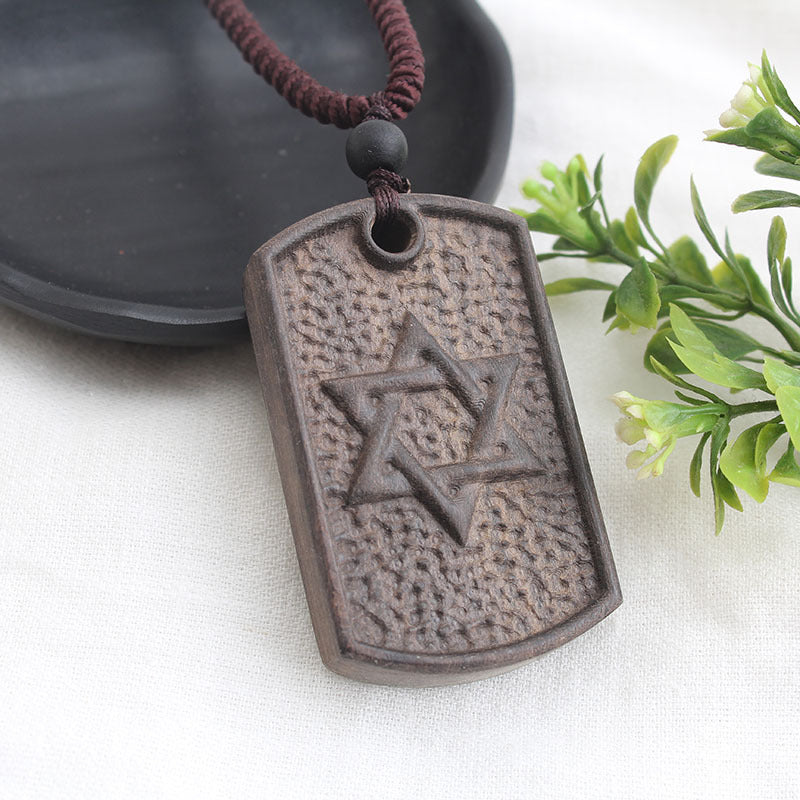 Ancient long sweater wooden chain necklace