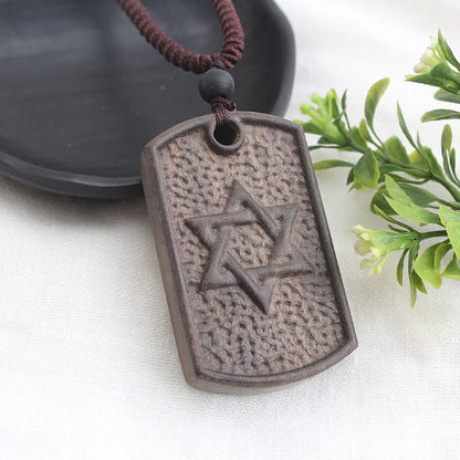 Ancient long sweater wooden chain necklace
