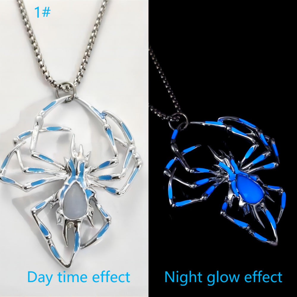 Stereo Luminous Spider Necklace Jewerly Glowing Night Fluorescence Antique Vintage Glow In The Dark For Men Women Gift Party Halloween Day Club
