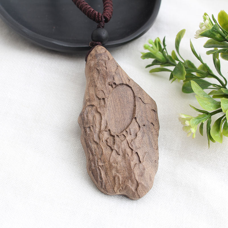 Ancient long sweater wooden chain necklace