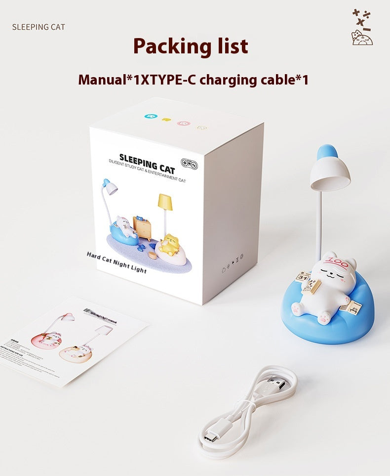 Creative Sleeping Cat Small Night Lamp Night Charging Pat Lamp