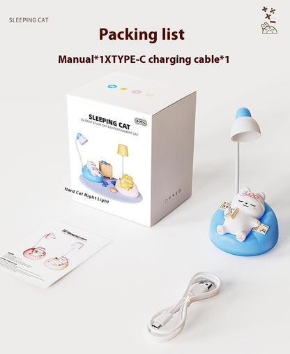 Creative Sleeping Cat Small Night Lamp Night Charging Pat Lamp
