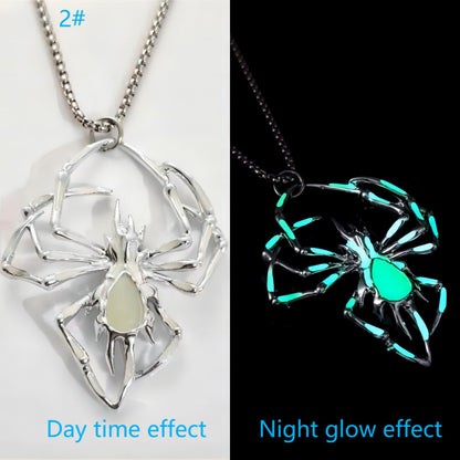Stereo Luminous Spider Necklace Jewerly Glowing Night Fluorescence Antique Vintage Glow In The Dark For Men Women Gift Party Halloween Day Club