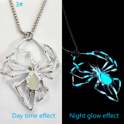 Stereo Luminous Spider Necklace Jewerly Glowing Night Fluorescence Antique Vintage Glow In The Dark For Men Women Gift Party Halloween Day Club