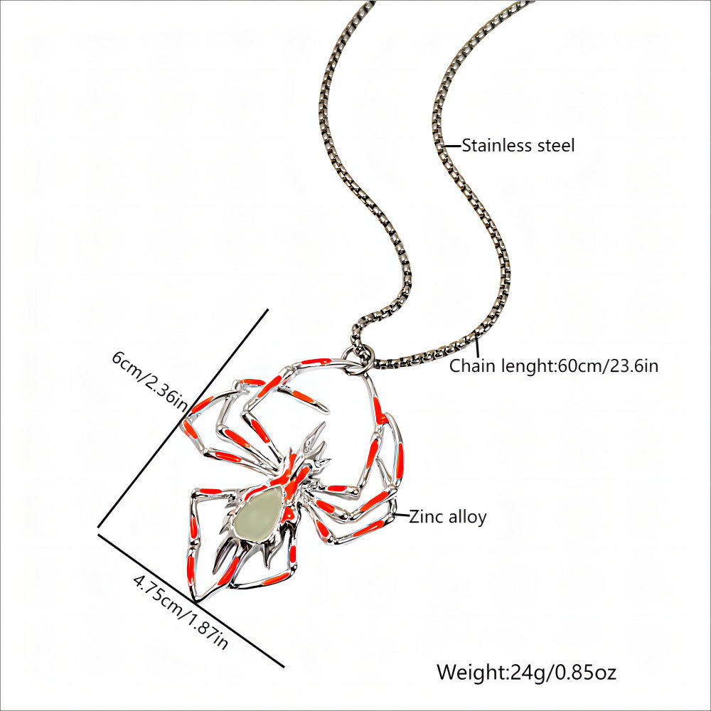 Stereo Luminous Spider Necklace Jewerly Glowing Night Fluorescence Antique Vintage Glow In The Dark For Men Women Gift Party Halloween Day Club