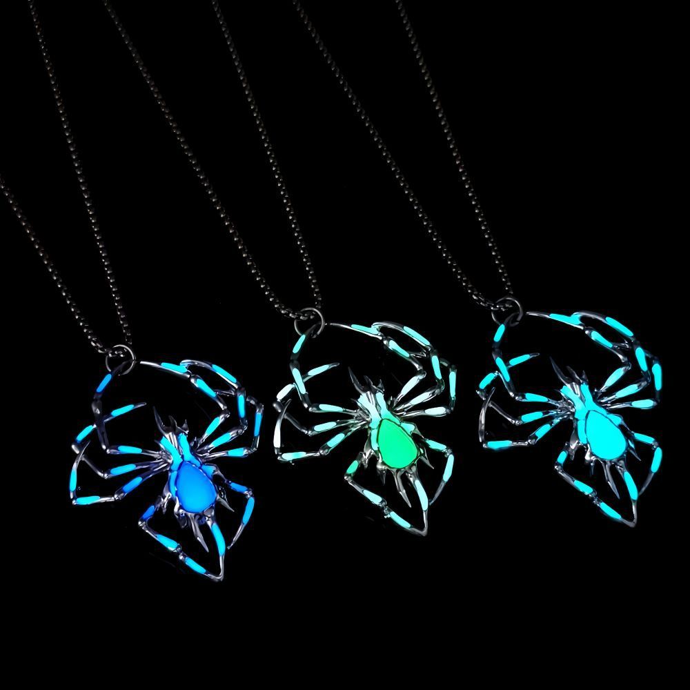 Stereo Luminous Spider Necklace Jewerly Glowing Night Fluorescence Antique Vintage Glow In The Dark For Men Women Gift Party Halloween Day Club