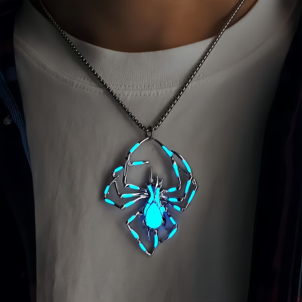 Stereo Luminous Spider Necklace Jewerly Glowing Night Fluorescence Antique Vintage Glow In The Dark For Men Women Gift Party Halloween Day Club