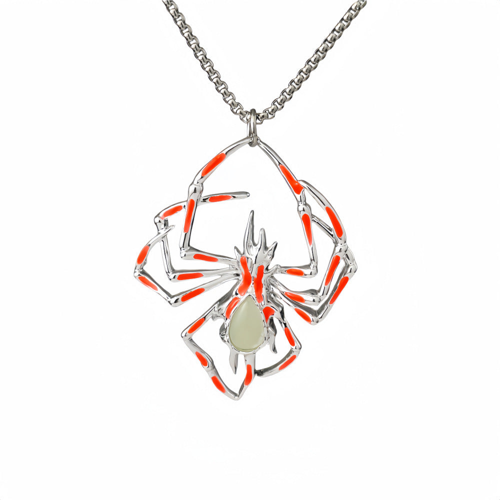 Stereo Luminous Spider Necklace Jewerly Glowing Night Fluorescence Antique Vintage Glow In The Dark For Men Women Gift Party Halloween Day Club