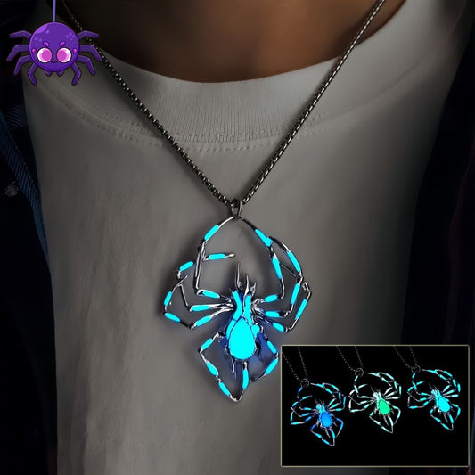 Stereo Luminous Spider Necklace Jewerly Glowing Night Fluorescence Antique Vintage Glow In The Dark For Men Women Gift Party Halloween Day Club